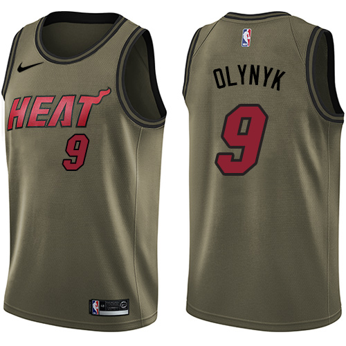 Men's Nike Miami Heat #9 Kelly Olynyk Swingman Green Salute to Service NBA Jersey