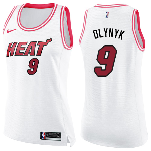 Women's Nike Miami Heat #9 Kelly Olynyk Swingman White/Pink Fashion NBA Jersey