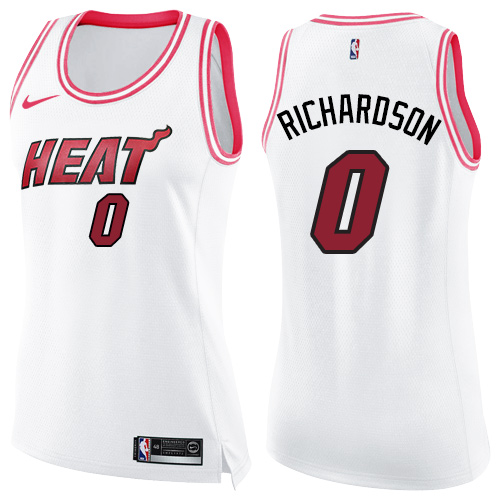 Women's Nike Miami Heat #0 Josh Richardson Swingman White/Pink Fashion NBA Jersey