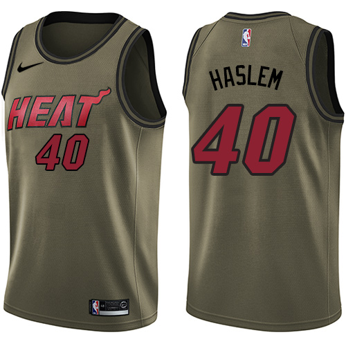 Men's Nike Miami Heat #40 Udonis Haslem Swingman Green Salute to Service NBA Jersey