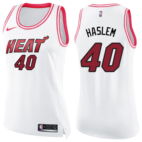 Women's Nike Miami Heat #40 Udonis Haslem Swingman White/Pink Fashion NBA Jersey