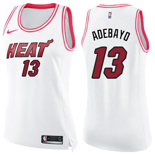 Women's Nike Miami Heat #13 Edrice Adebayo Swingman White/Pink Fashion NBA Jersey