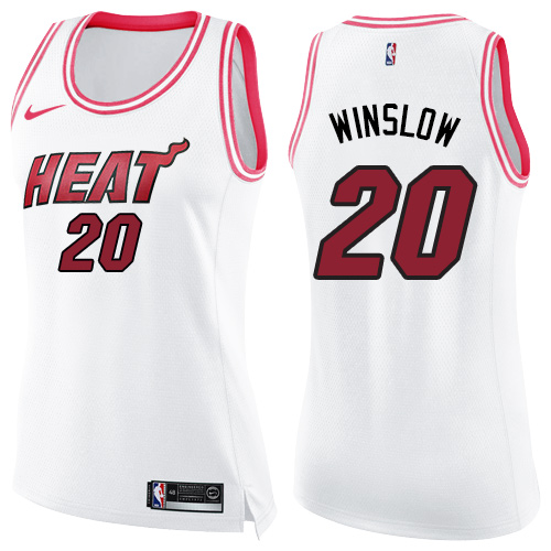 Women's Nike Miami Heat #20 Justise Winslow Swingman White/Pink Fashion NBA Jersey