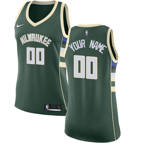 Women's Nike Milwaukee Bucks Customized Swingman Green Road NBA Jersey - Icon Edition