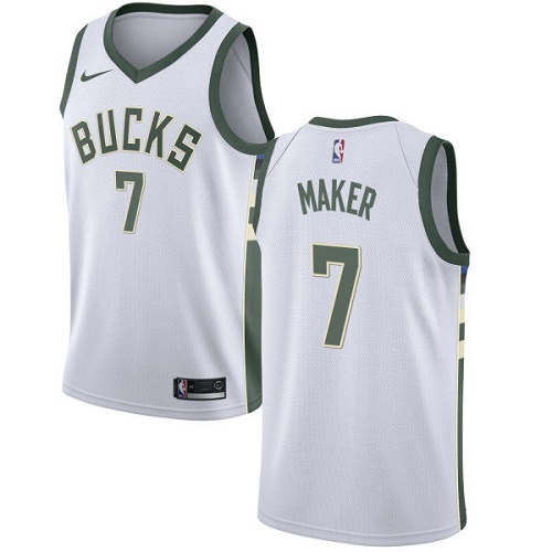 Men's Nike Milwaukee Bucks #7 Thon Maker Authentic White Home NBA Jersey - Association Edition