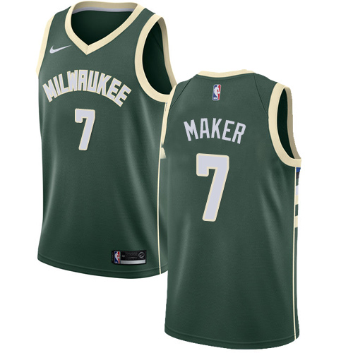 Men's Nike Milwaukee Bucks #7 Thon Maker Swingman Green Road NBA Jersey - Icon Edition