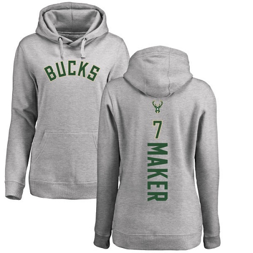 NBA Women's Nike Milwaukee Bucks #7 Thon Maker Ash Backer Pullover Hoodie
