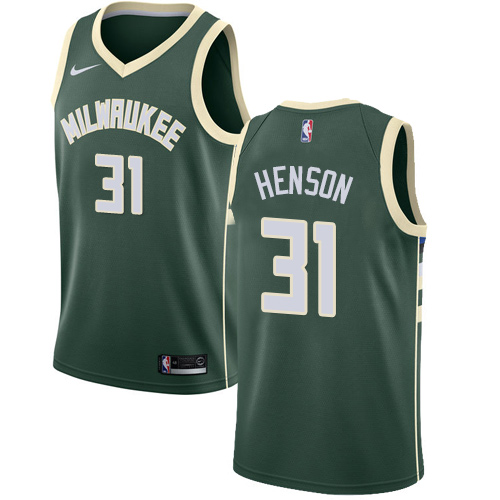 Men's Nike Milwaukee Bucks #31 John Henson Swingman Green Road NBA Jersey - Icon Edition