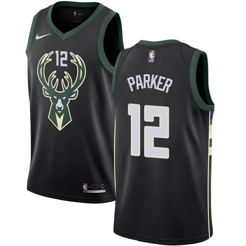 Men's Nike Milwaukee Bucks #12 Jabari Parker Authentic Black Alternate NBA Jersey - Statement Edition