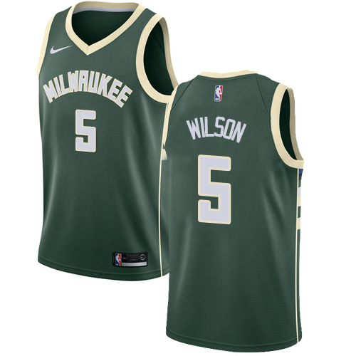Men's Nike Milwaukee Bucks #5 D. J. Wilson Swingman Green Road NBA Jersey - Icon Edition