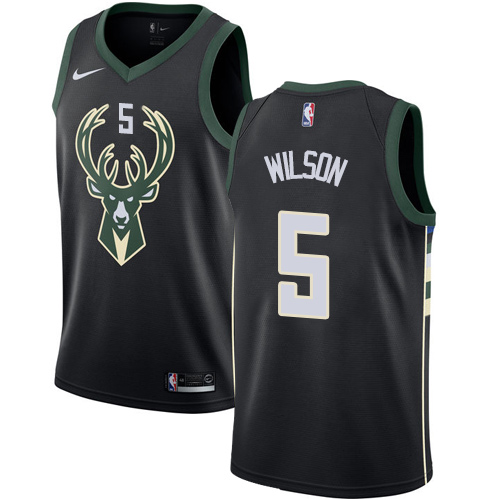 Men's Nike Milwaukee Bucks #5 D. J. Wilson Authentic Black Alternate NBA Jersey - Statement Edition