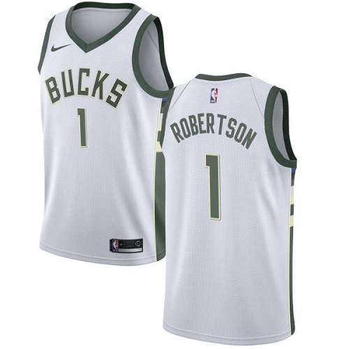 Men's Nike Milwaukee Bucks #1 Oscar Robertson Authentic White Home NBA Jersey - Association Edition