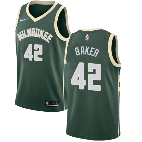 Men's Nike Milwaukee Bucks #42 Vin Baker Swingman Green Road NBA Jersey - Icon Edition