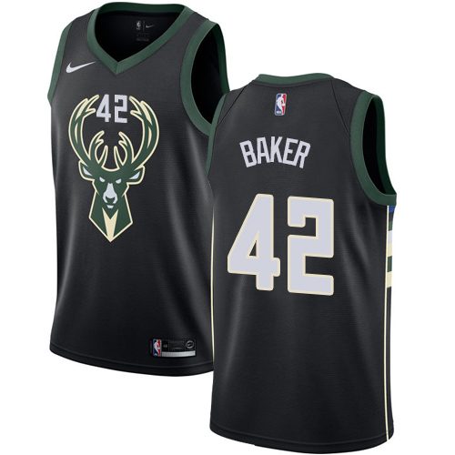 Men's Nike Milwaukee Bucks #42 Vin Baker Authentic Black Alternate NBA Jersey - Statement Edition