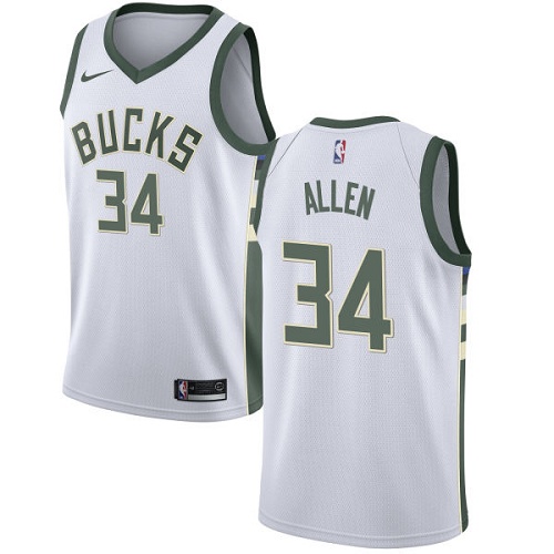 Men's Nike Milwaukee Bucks #34 Ray Allen Authentic White Home NBA Jersey - Association Edition