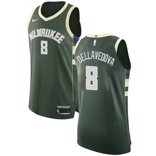 Men's Nike Milwaukee Bucks #8 Matthew Dellavedova Authentic Green Road NBA Jersey - Icon Edition