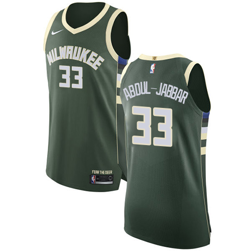 Men's Nike Milwaukee Bucks #33 Kareem Abdul-Jabbar Authentic Green Road NBA Jersey - Icon Edition