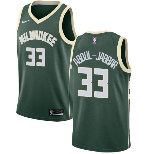 Men's Nike Milwaukee Bucks #33 Kareem Abdul-Jabbar Swingman Green Road NBA Jersey - Icon Edition