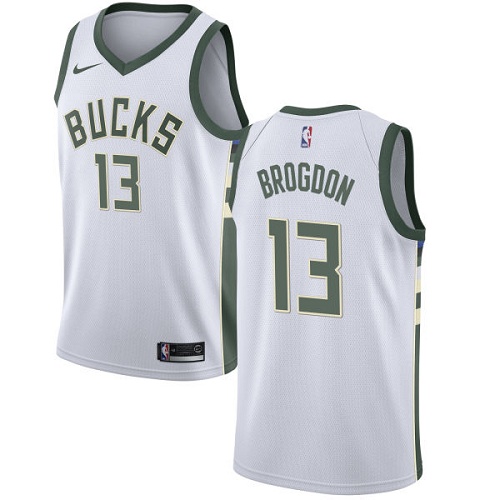 Men's Nike Milwaukee Bucks #13 Malcolm Brogdon Authentic White Home NBA Jersey - Association Edition