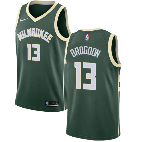 Men's Nike Milwaukee Bucks #13 Malcolm Brogdon Swingman Green Road NBA Jersey - Icon Edition