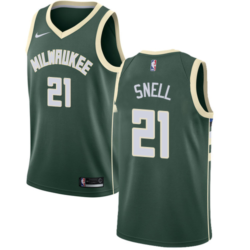 Men's Nike Milwaukee Bucks #21 Tony Snell Swingman Green Road NBA Jersey - Icon Edition