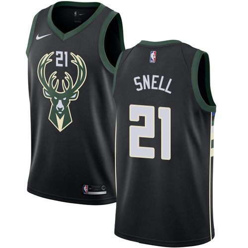 Men's Nike Milwaukee Bucks #21 Tony Snell Authentic Black Alternate NBA Jersey - Statement Edition