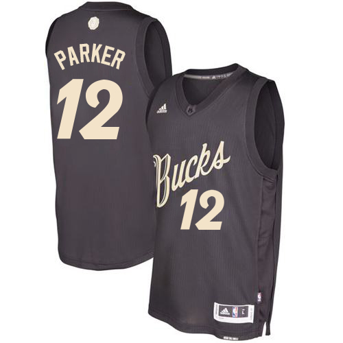 Men's Adidas Milwaukee Bucks #12 Jabari Parker Authentic Black 2016-2017 Christmas Day NBA Jersey