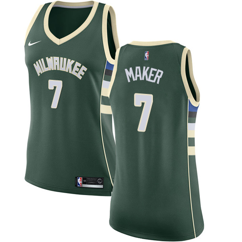 Women's Nike Milwaukee Bucks #7 Thon Maker Authentic Green Road NBA Jersey - Icon Edition