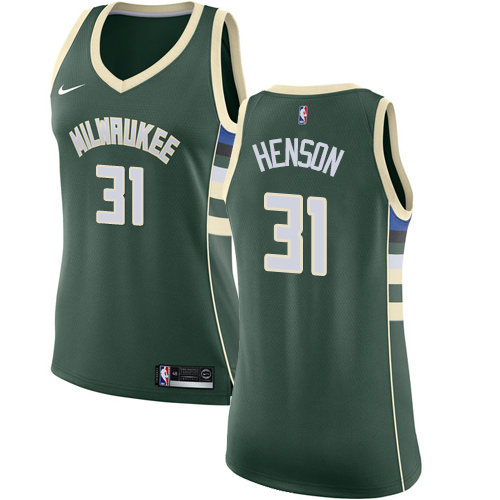 Women's Nike Milwaukee Bucks #31 John Henson Authentic Green Road NBA Jersey - Icon Edition