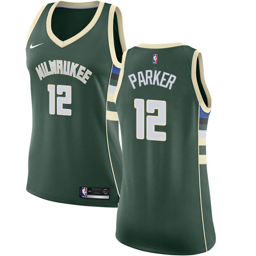 Women's Nike Milwaukee Bucks #12 Jabari Parker Authentic Green Road NBA Jersey - Icon Edition