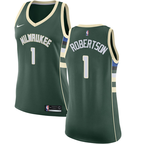 Women's Nike Milwaukee Bucks #1 Oscar Robertson Authentic Green Road NBA Jersey - Icon Edition