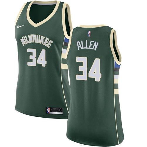 Women's Nike Milwaukee Bucks #34 Ray Allen Authentic Green Road NBA Jersey - Icon Edition