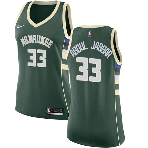 Women's Nike Milwaukee Bucks #33 Kareem Abdul-Jabbar Authentic Green Road NBA Jersey - Icon Edition