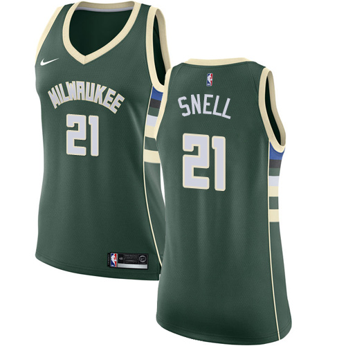 Women's Nike Milwaukee Bucks #21 Tony Snell Authentic Green Road NBA Jersey - Icon Edition