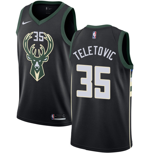 Youth Nike Milwaukee Bucks #35 Mirza Teletovic Authentic Black Alternate NBA Jersey - Statement Edition