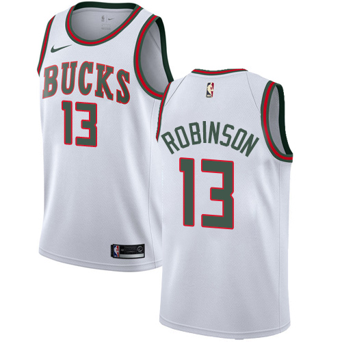 Men's Nike Milwaukee Bucks #13 Glenn Robinson Authentic White Fashion Hardwood Classics NBA Jersey