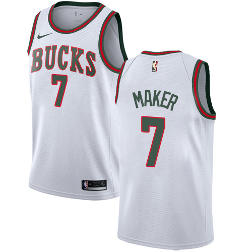 Youth Nike Milwaukee Bucks #7 Thon Maker Swingman White Fashion Hardwood Classics NBA Jersey