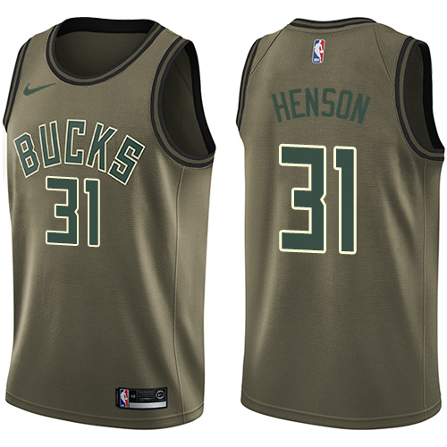 Youth Nike Milwaukee Bucks #31 John Henson Swingman Green Salute to Service NBA Jersey