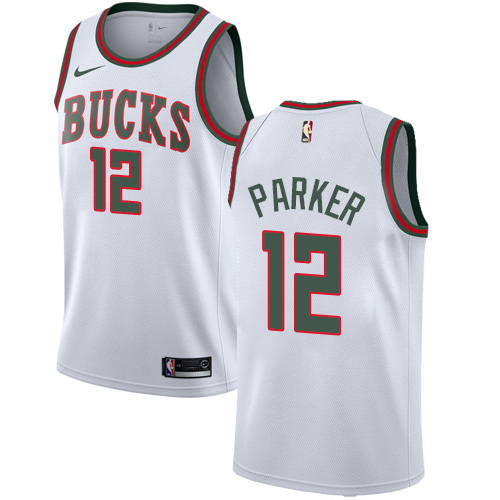 Men's Nike Milwaukee Bucks #12 Jabari Parker Authentic White Fashion Hardwood Classics NBA Jersey