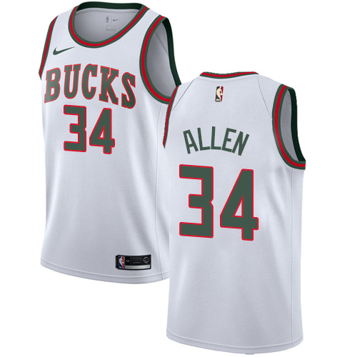 Men's Nike Milwaukee Bucks #34 Ray Allen Authentic White Fashion Hardwood Classics NBA Jersey