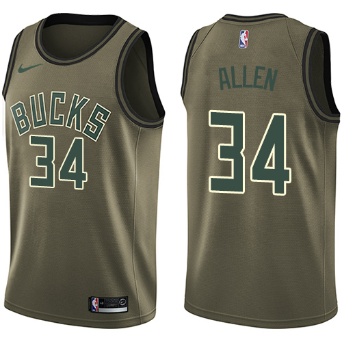 Men's Nike Milwaukee Bucks #34 Ray Allen Swingman Green Salute to Service NBA Jersey