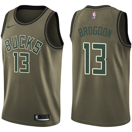 Men's Nike Milwaukee Bucks #13 Malcolm Brogdon Swingman Green Salute to Service NBA Jersey