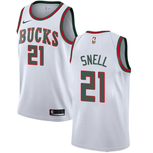 Men's Nike Milwaukee Bucks #21 Tony Snell Authentic White Fashion Hardwood Classics NBA Jersey