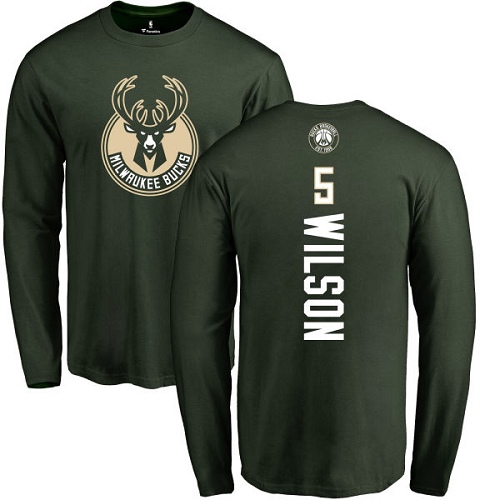 NBA Nike Milwaukee Bucks #5 D. J. Wilson Green Backer Long Sleeve T-Shirt