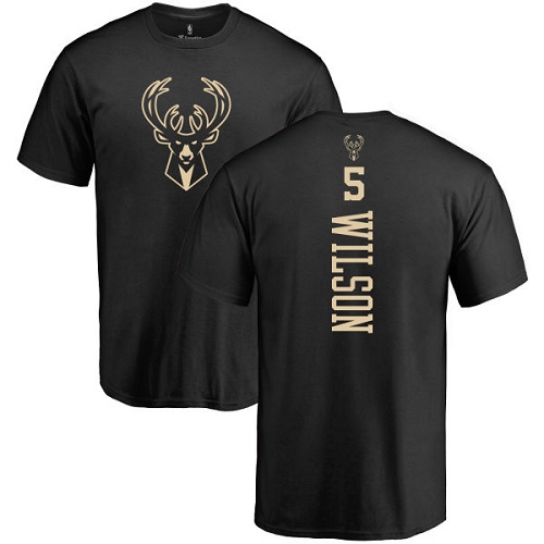 NBA Nike Milwaukee Bucks #5 D. J. Wilson Black One Color Backer T-Shirt
