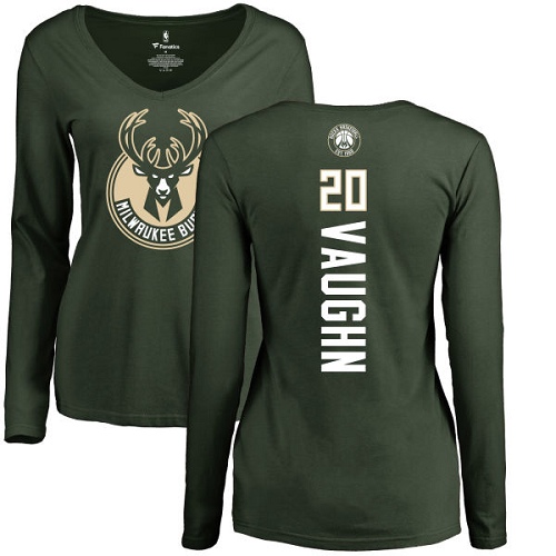 NBA Women's Nike Milwaukee Bucks #20 Rashad Vaughn Green Backer Long Sleeve T-Shirt