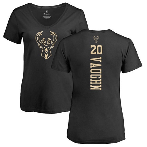 NBA Women's Nike Milwaukee Bucks #20 Rashad Vaughn Black One Color Backer Slim-Fit V-Neck T-Shirt
