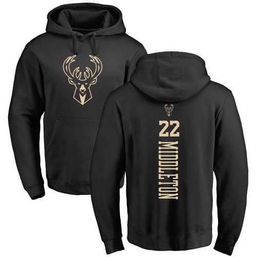 NBA Nike Milwaukee Bucks #22 Khris Middleton Black One Color Backer Pullover Hoodie
