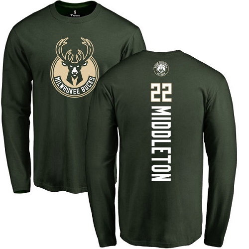 NBA Nike Milwaukee Bucks #22 Khris Middleton Green Backer Long Sleeve T-Shirt