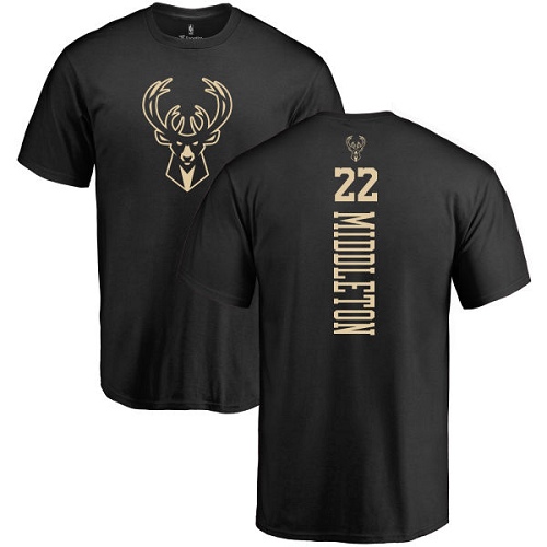 NBA Nike Milwaukee Bucks #22 Khris Middleton Black One Color Backer T-Shirt
